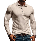 Men's Casual Elastic Long Sleeve POLO Shirt 38636391X