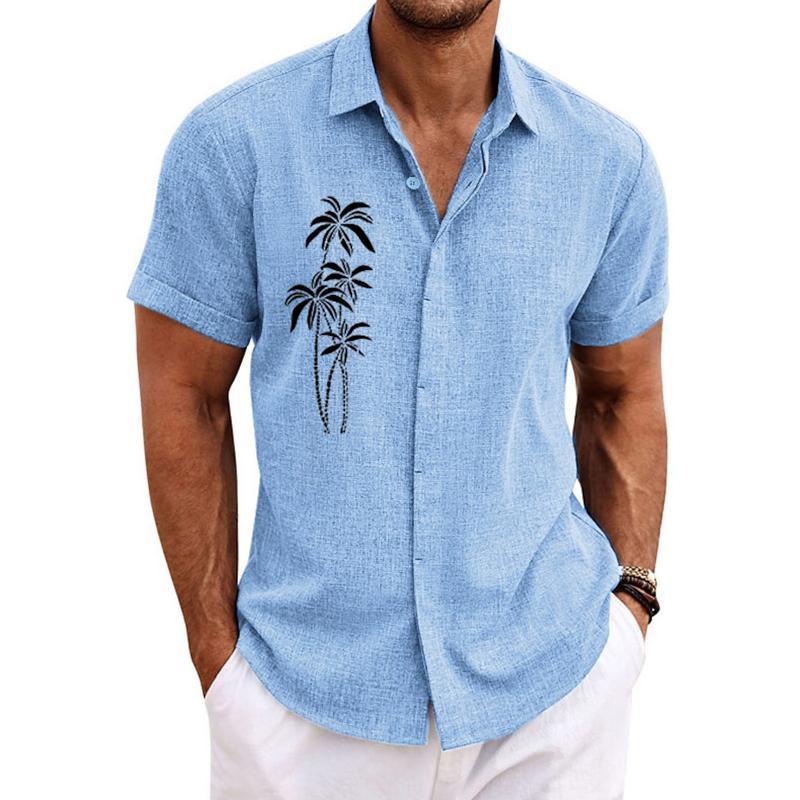 Men's Hawaiian Print Short Sleeve Lapel Shirt 79339921X