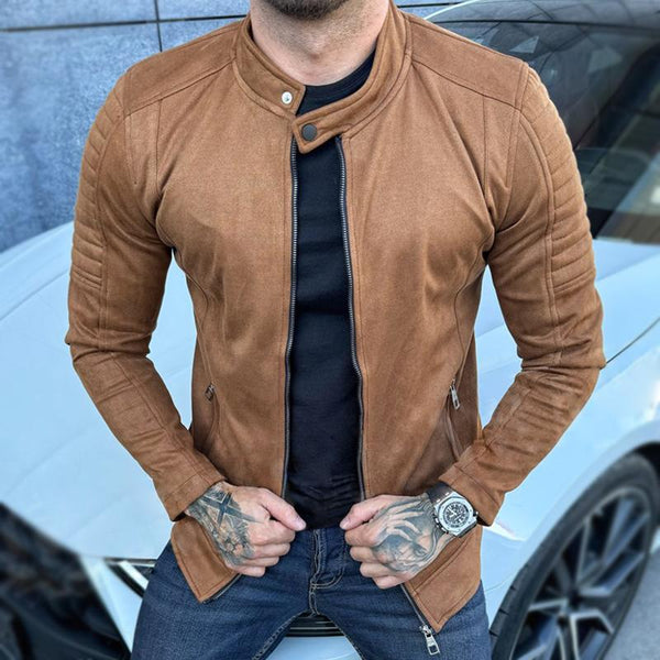 Men's Vintage Casual Suede Stand Collar Zipper Jacket 34807011TO