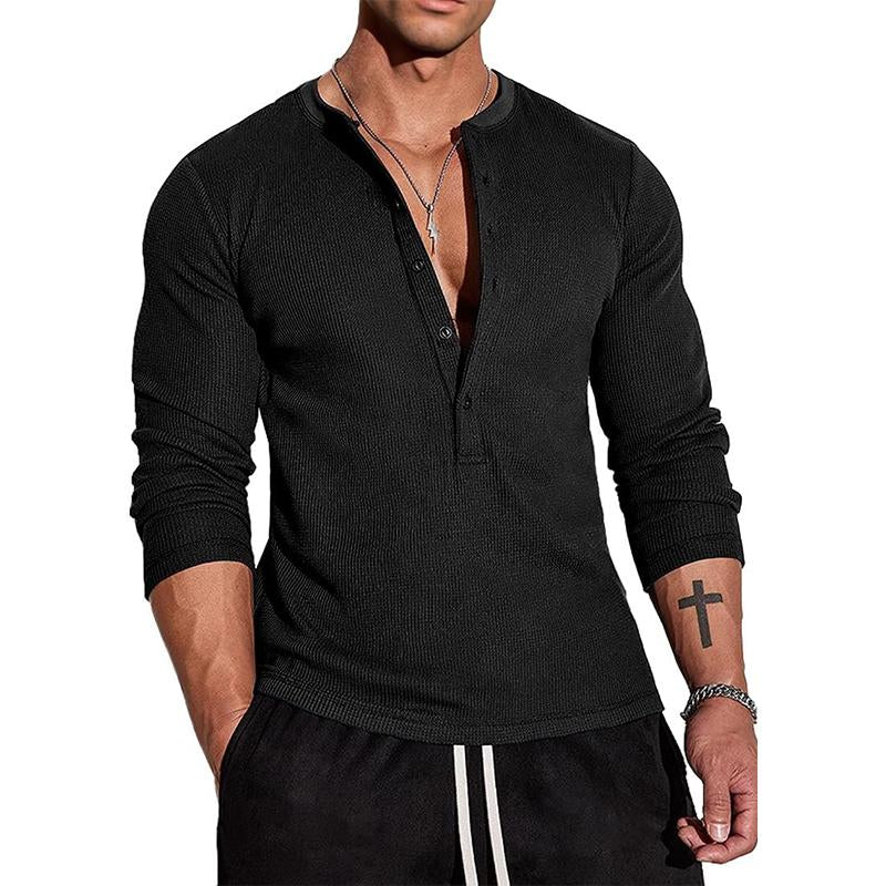 Men's Waffle Crew Neck Long Sleeve T-Shirt 17528852X