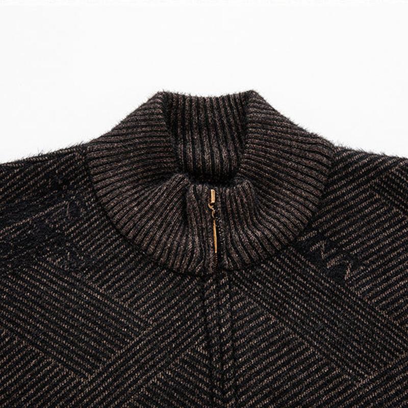 Men's Stand Collar Knit Zipper Cardigan Jacket 14404232X