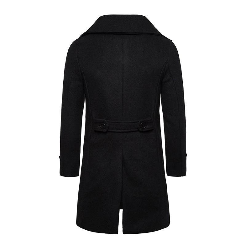 Men's Casual Lapel Double-Breasted Mid-Length Slim Coat 40665369M