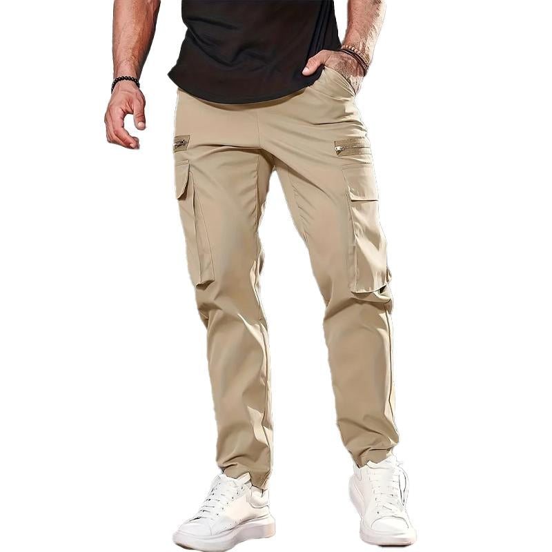 Pantalones cargo multibolsillos de color liso informales para hombre 65516134Y