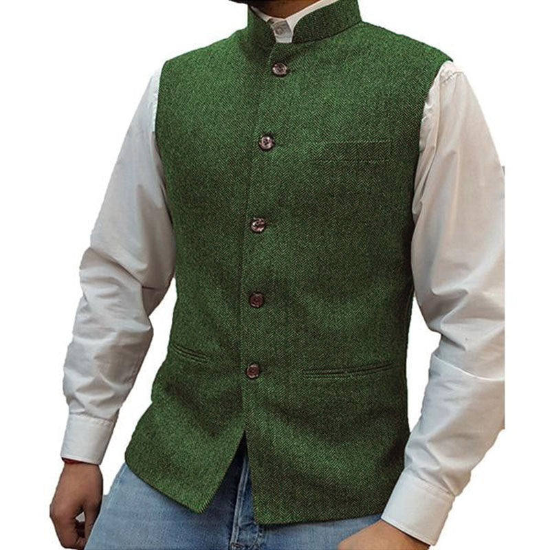 Gilet à simple boutonnage et col montant pour homme à chevrons 76418897M