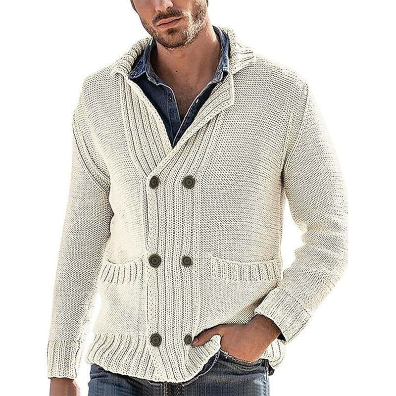 Men's Solid Double Breasted Pockets Knit Casual Cardigan 17917031Z