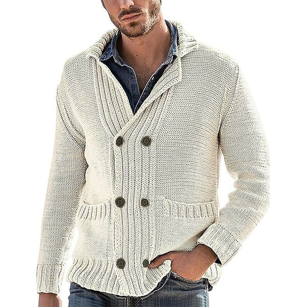 Men's Solid Double Breasted Pockets Knit Casual Cardigan 17917031Z
