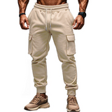 Men's Solid Color Plush Elastic Waist Multi-pocket Sports Pants 92171594Z