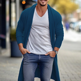 Men's Casual Solid Color Mid-Length Long-Sleeved Knitted Cardigan 40619426M