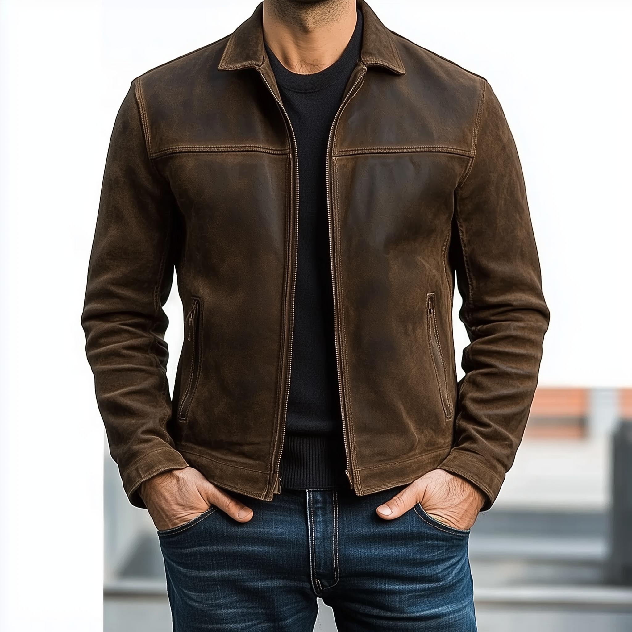 【Spedizione in 24 ore】Giacca in pelle vintage invecchiata da uomo 34416789U