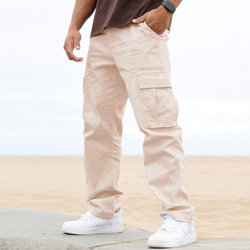 Men's Casual Solid Color Multi-Pocket Cargo Pants 39111426Y