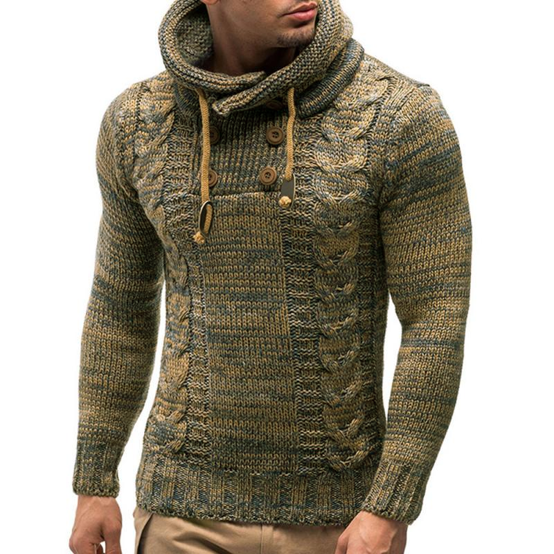 Men's Slim Turtleneck Hooded Pullover Sweater 96655035M