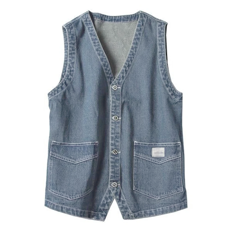 Men's Vintage Washed Workwear Denim Vest 16361691M