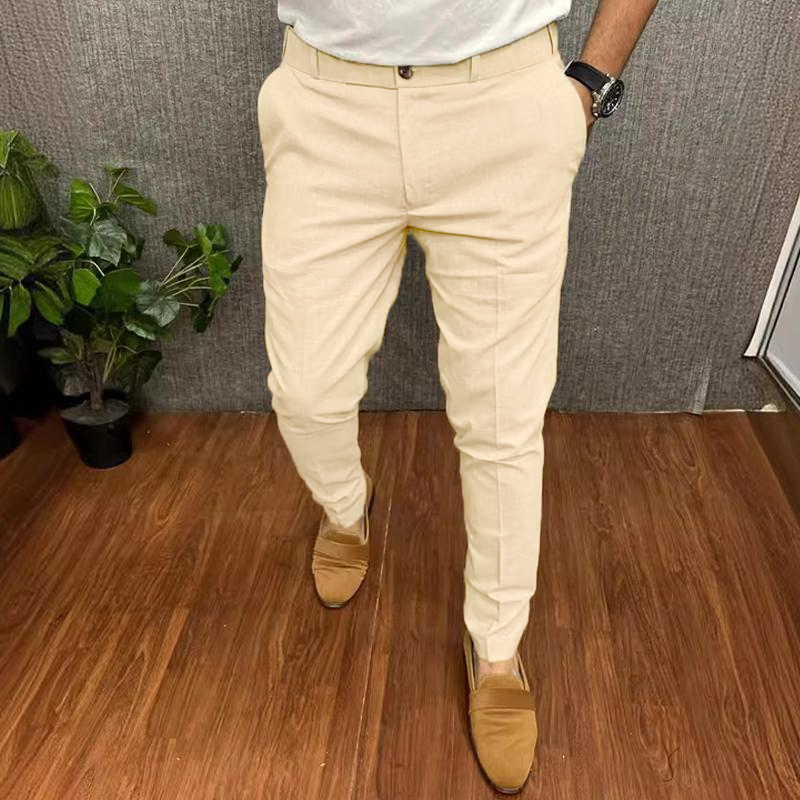 Men's Solid Color Casual Slim Straight Pants 60068755Y