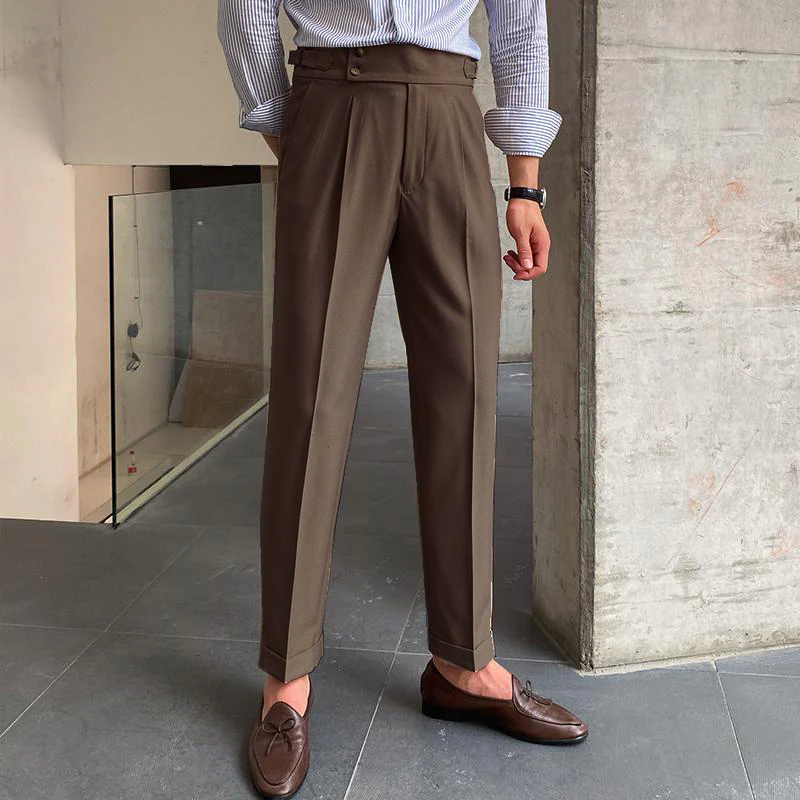 Men's British Style Drape High Waist Straight Pants 73687328M – Manlytshirt