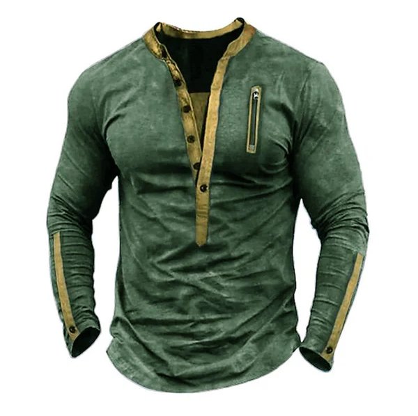 Men's Outdoor Tactical Zipper Henley Neck Long Sleeve  T-Shirt 55877636X