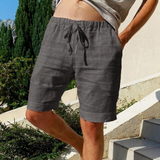 Men's Vintage Solid Linen Drawstring Shorts 53739890Y