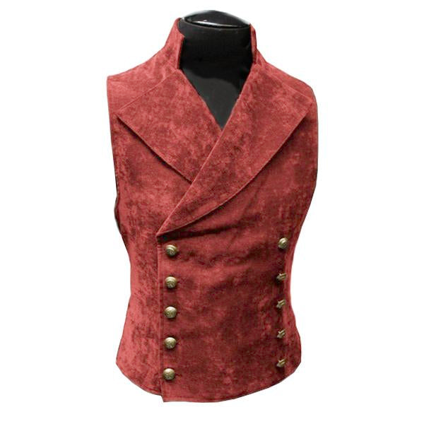 MEN'S STAND COLLAR SUEDE DOUBLE BREASTED VEST 72601313M