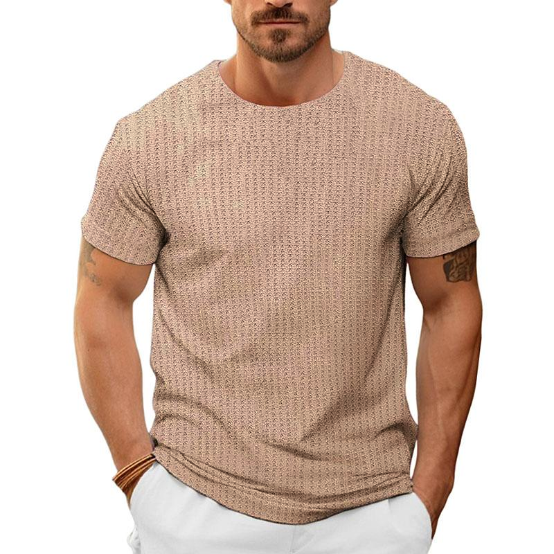 Men's Casual Round Neck Waffle Short Sleeve Slim Fit T-Shirt 34756796M