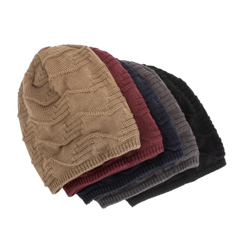 Gorro de punto cálido con forro de felpa vintage para hombre 44555393Y