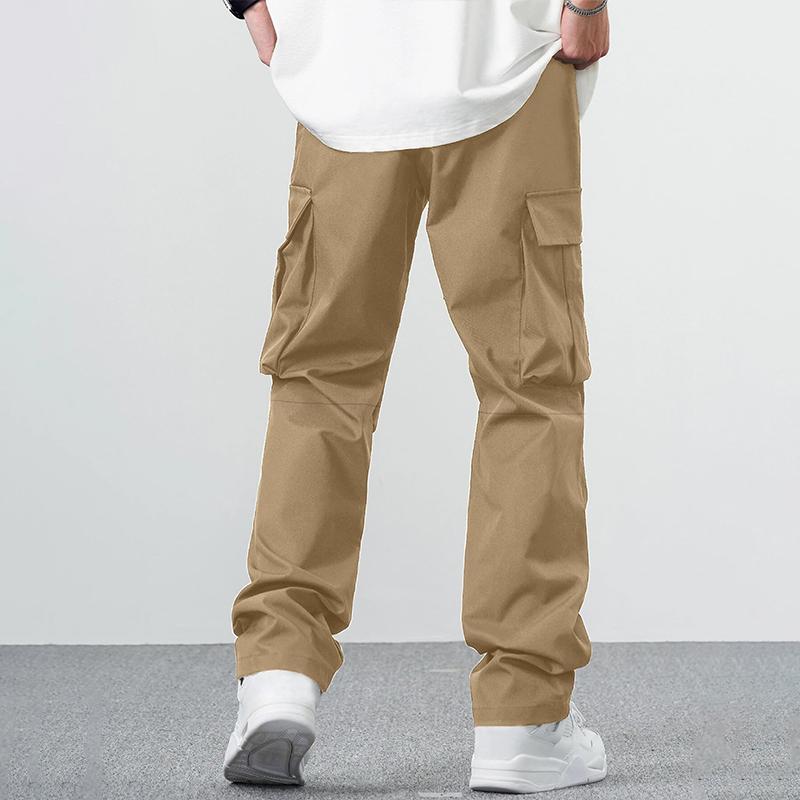 Men's Cotton Solid Color Multi-pocket Elastic Waist Cargo Casual Pants 12992496Z