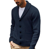 Men's Solid Color Casual Long Sleeve Lapel Knitted Cardigan 92167275X