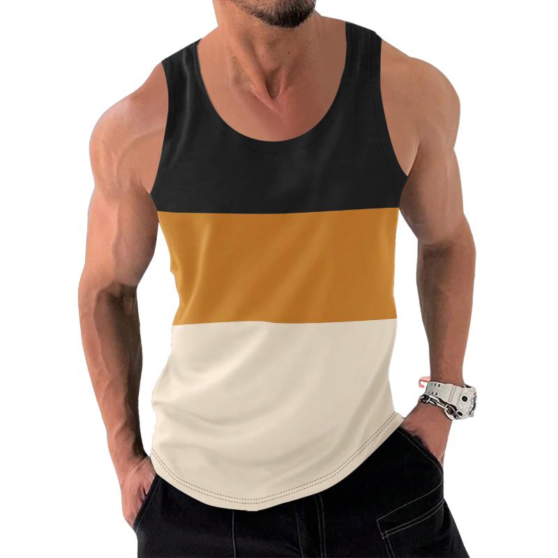 Men's Casual Loose Color Block Sports Tank Top 22540641M