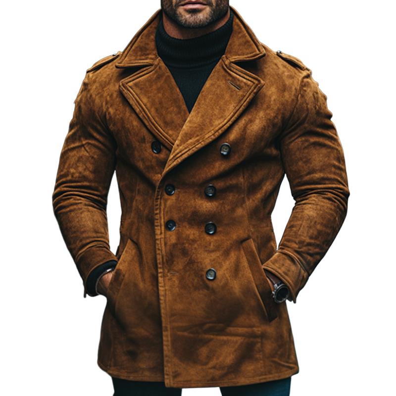 Veste courte vintage décontractée en daim à double boutonnage pour hommes 60639537TO