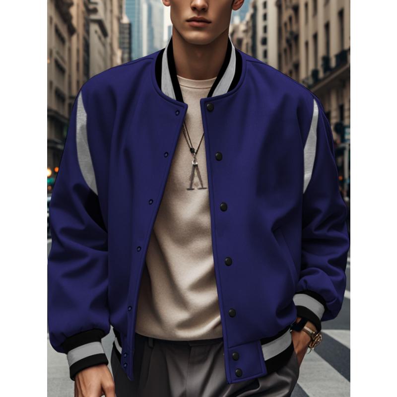 Men's Casual Colorblock Stand Collar Baseball Jacket 09746873Y