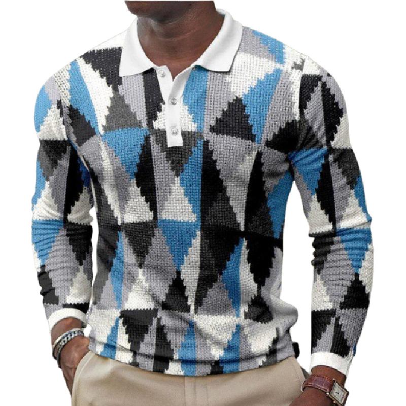 Polo casual da uomo con risvolto stampato in 3D 18298869F