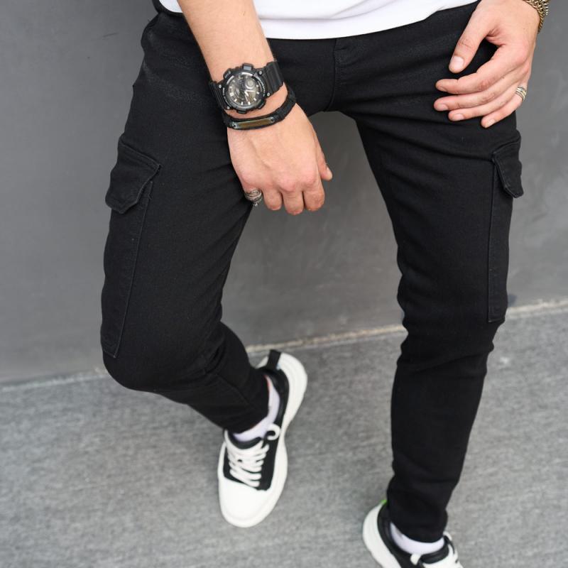 Men's Solid Slim Flap Pocket Casual Jeans 05916971Z