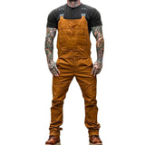 Men's Retro Casual Solid Color Workwear Overalls 41930324TO