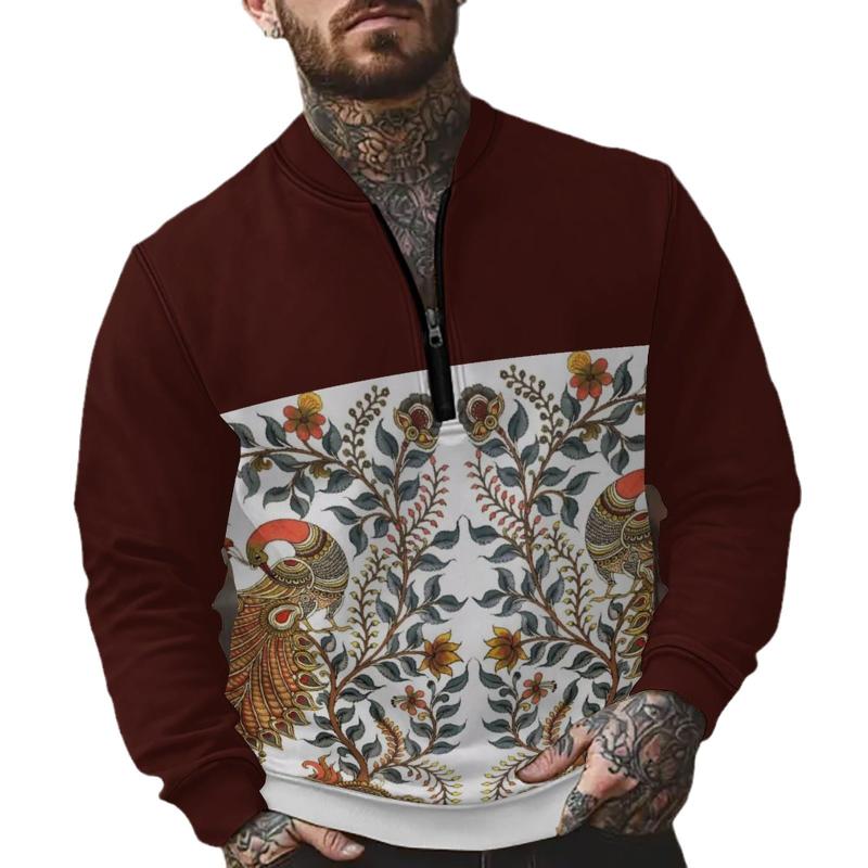 Men's Loose Zipper Printed Sweatshirt 39194548X