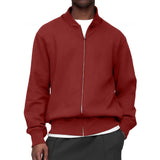 Men's Casual Solid Color Baseball Collar Loose Zip Jacket 40156989M