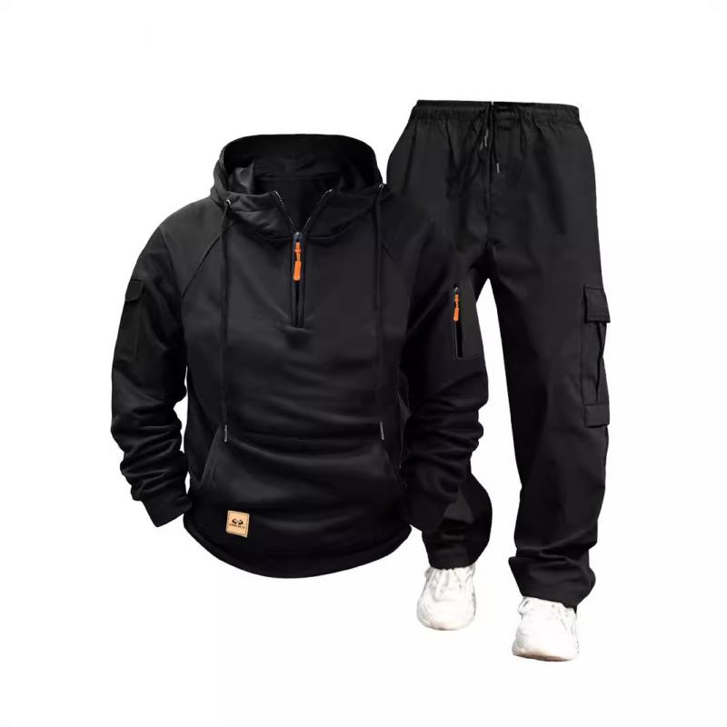 Felpa con cappuccio e pantaloni casual da uomo tinta unita 54142080Y