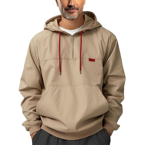 Men's Khaki Half Zip Hoodie 48626255U