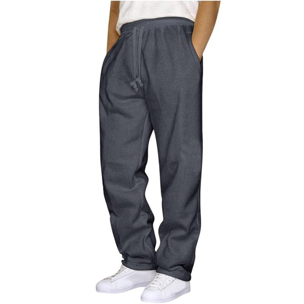 Men's Solid Color Plush Elastic Waist Loose Sports Pants 56423379Z