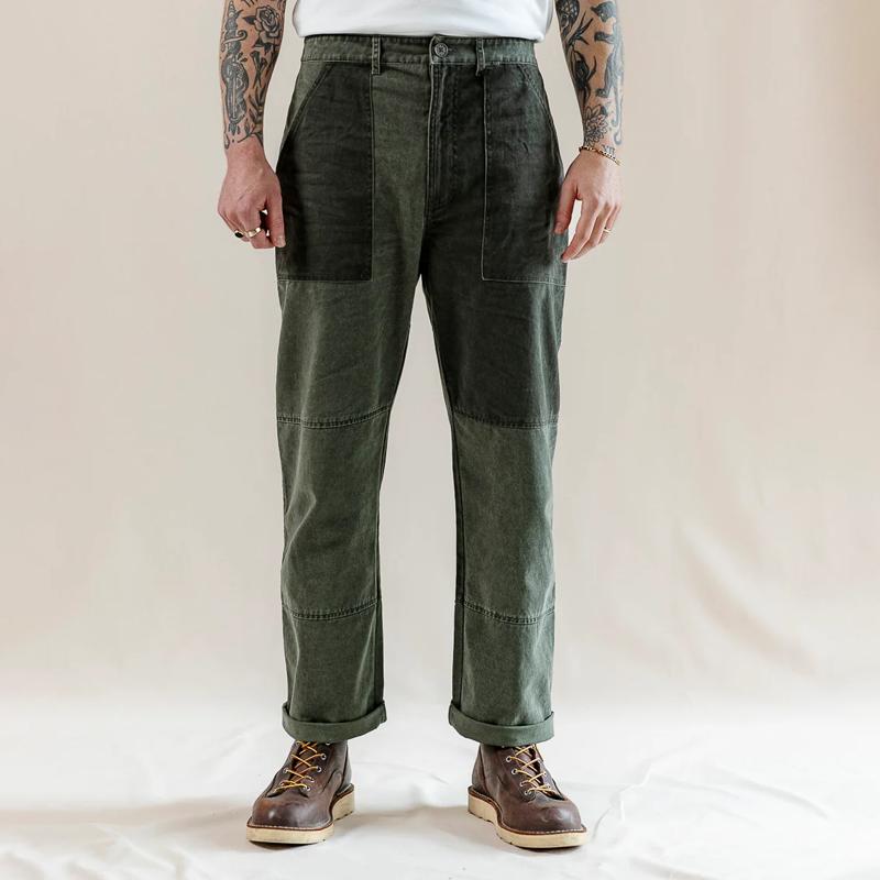 Men's Fashion Patchwork Washed Straight Denim Cargo Pants 14816031Z