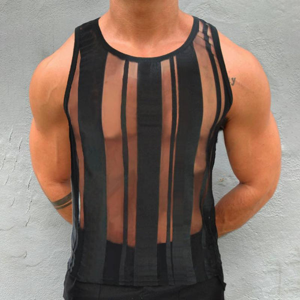 Men's Fashionable and Sexy See-Through Crew Neck Tank Top 16551547M