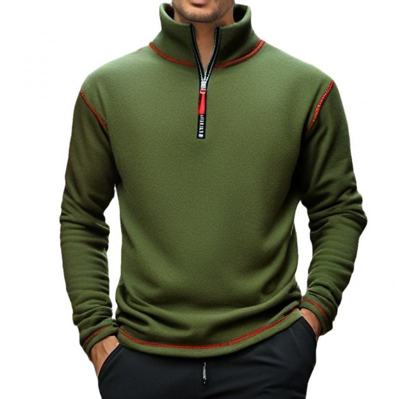 Men's Solid Polar Fleece Half Zip Neck Long Sleeve Outdoor Casual Sweatshirt 26479966Z