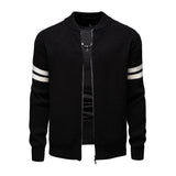 Men's Casual Stand-up Collar Colorblock Loose Zipper Knitted Cardigan 24106709M