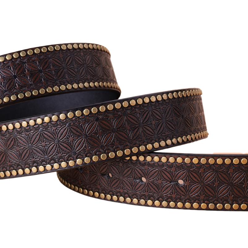 Vintage Western Cowboy skåret punkskinnbelte for menn 03004753K