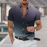Men's Retro Gradient Aurora Short Sleeve Shirt 69321739TO