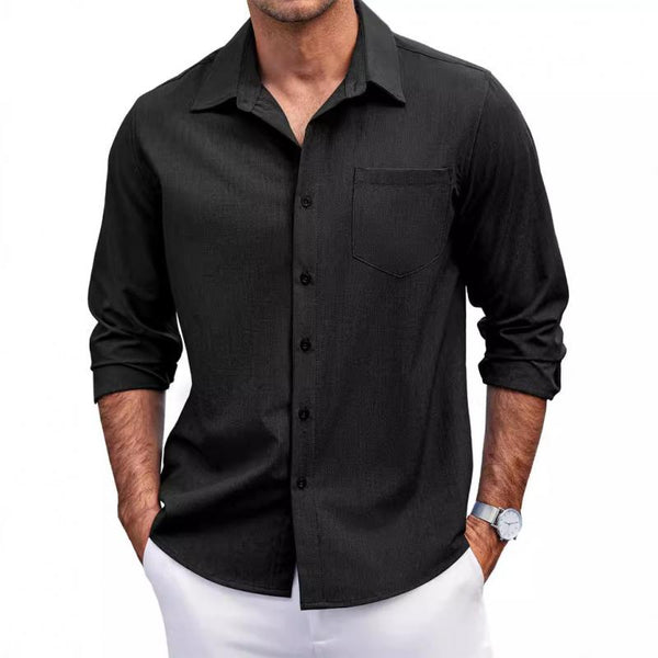 Men's Casual Chest Pocket Lapel Long Sleeve Shirt 22895212Y