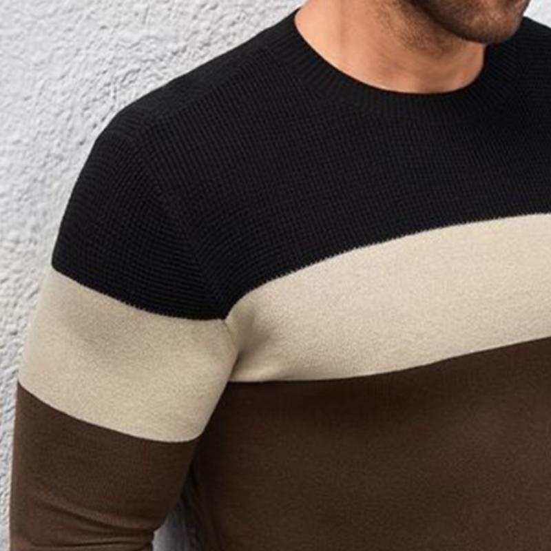 Men's Retro Casual Colorblock Crewneck Sweater 50784291TO