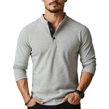 Men's Classic Casual Stand Collar Cotton Long Sleeve T-Shirt 77547556K