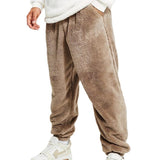 Men's Casual Warm Plush Elastic Waist Loose Pants 99149304M