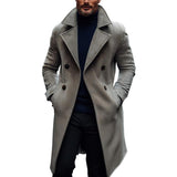 Men's Fashion Solid Lapel Double Breasted Long Coat 35450412Z