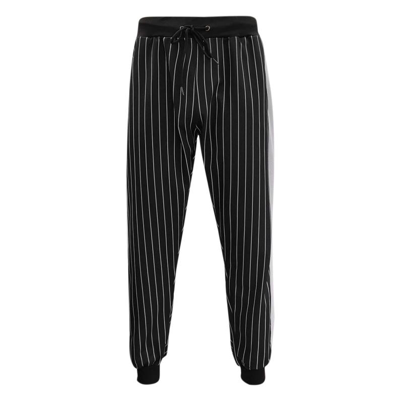 Men's Striped Stitching Elastic Waist Sports Casual Trousers 99332603Z