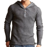 Men's Grey Three-Button Knit Hoodie 31617272U