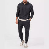 Men's Casual Solid Color Hooded Sweatshirt and Pants Set 72465909Y